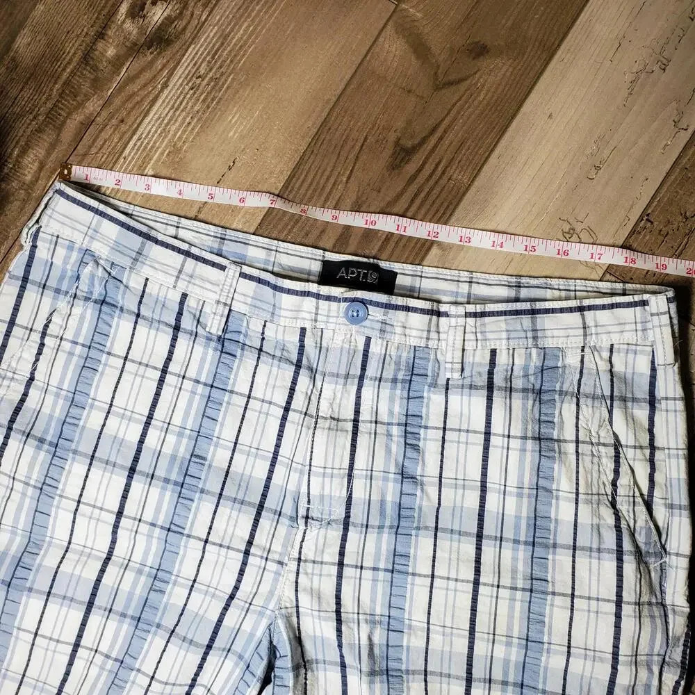 Apt. 9 Men's 100% Cotton Casual Blue and White Plaid Shorts Size 40 - Picture 4 of 12